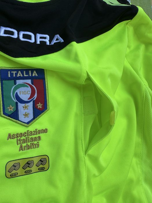 Tricou Arbitru Diadora Italia AIA FIGC Mânăcă Lungă Mărimea S / M Neon