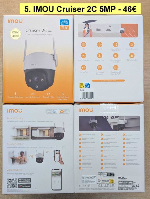 12 вида НОВИ Wi-Fi IP камери IMOU Bullet 3 2C, Cruiser 2 2C Dual SC 4G, Cell PT Lite, AOV DUAL PT 4G sim и NVR-N110W-8A0E-P