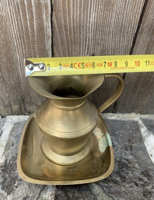 Decor vad/canita/letiera cu farfurie bronz/alama vechi