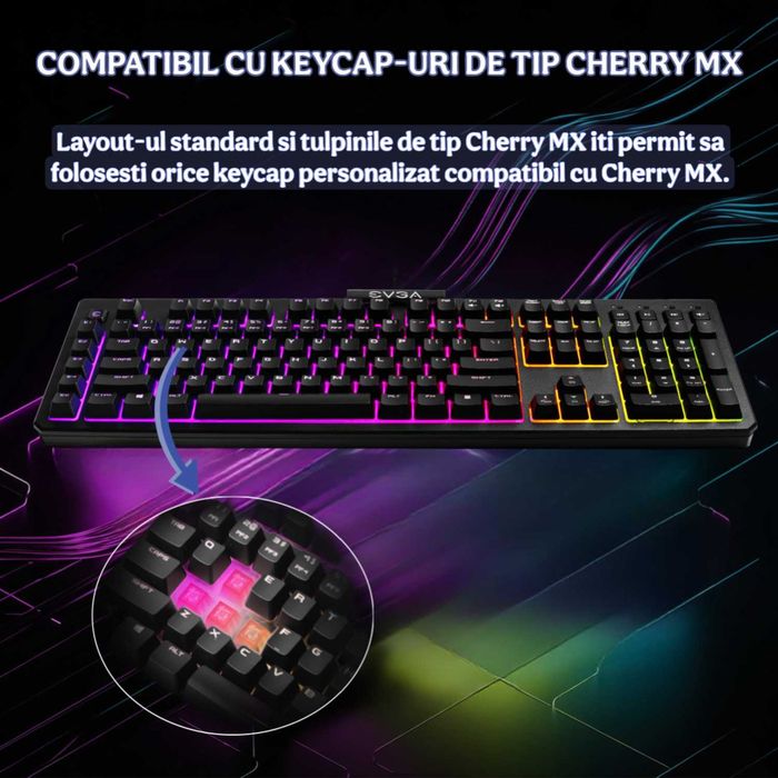 Tastatura gaming eVGA Z12 RGB, 5 taste dedicate