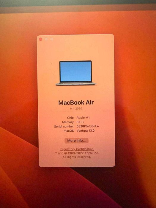 Macbook Air 13'' M1, 8/256