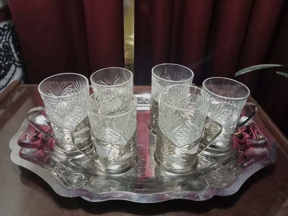 Милхёровый Чайный набор с подстаканниками.