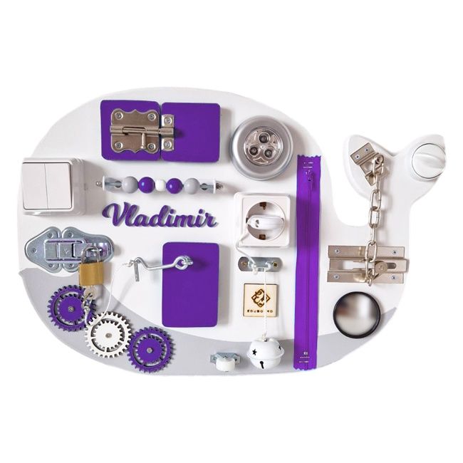 Placa senzoriala personalizata Busy Board pentru copii, Balena