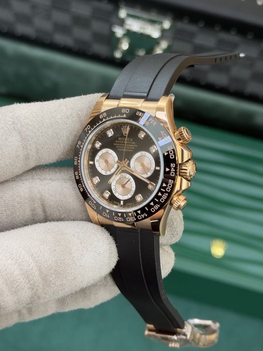 Rolex Cosmograph Daytona 40mm Everose Gold – Black Diamond Dial, Oysterflex