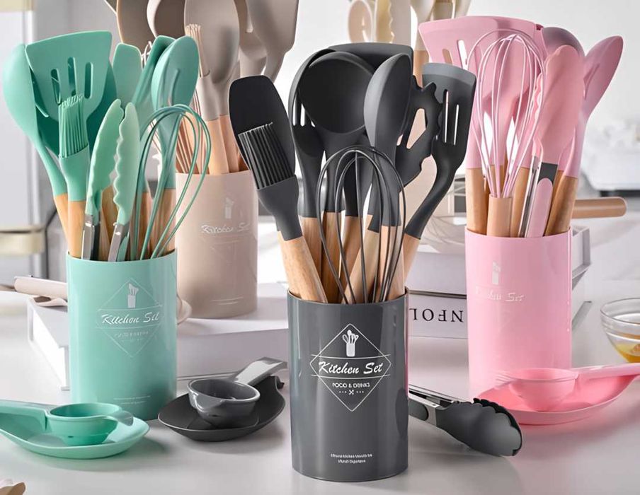 Набор кухонных принадлежностей, 12 предметов, силиконовые