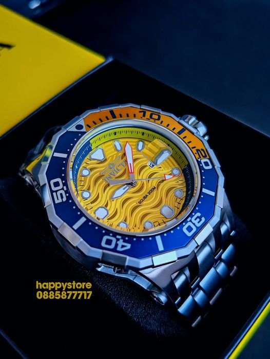 INVICTA Wave Yellow 52 mm, Инвикта нов ръчен часовник