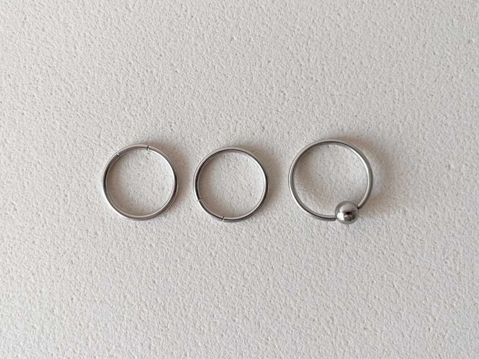 Сет 3 бр стоманени обеци-халки ∅ 20 и 21 мм