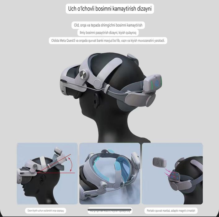 Ремешок для Meta Quest 3 + аккумулятором 5000 мАч/10000