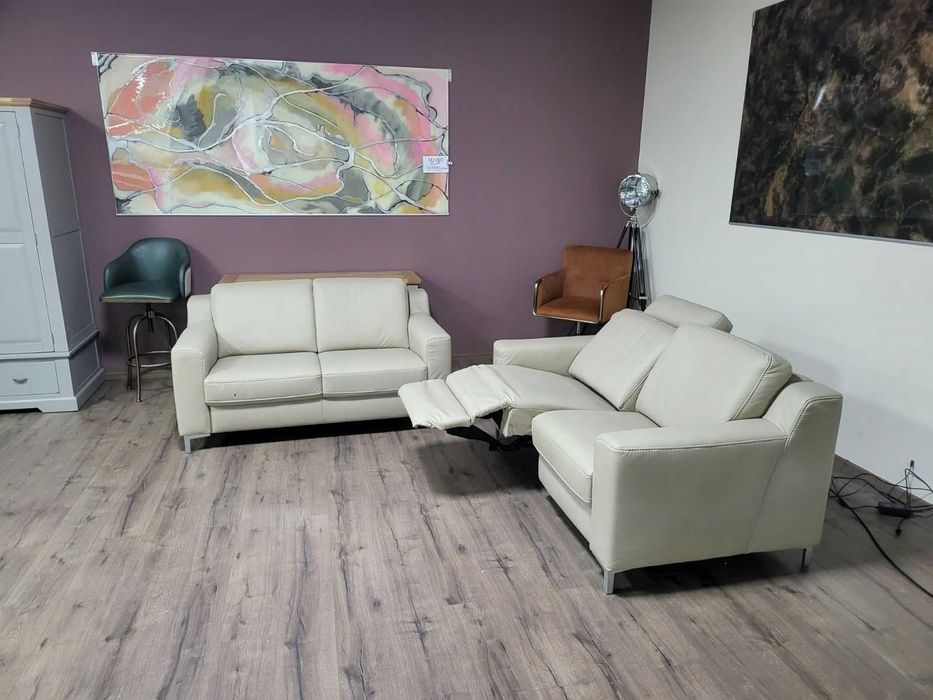 Кремав кожен комплект дивани две двойки HUKLA KS473120