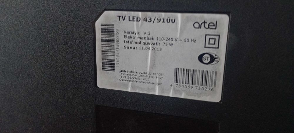 Televizor sotiladi Artel 43 talik