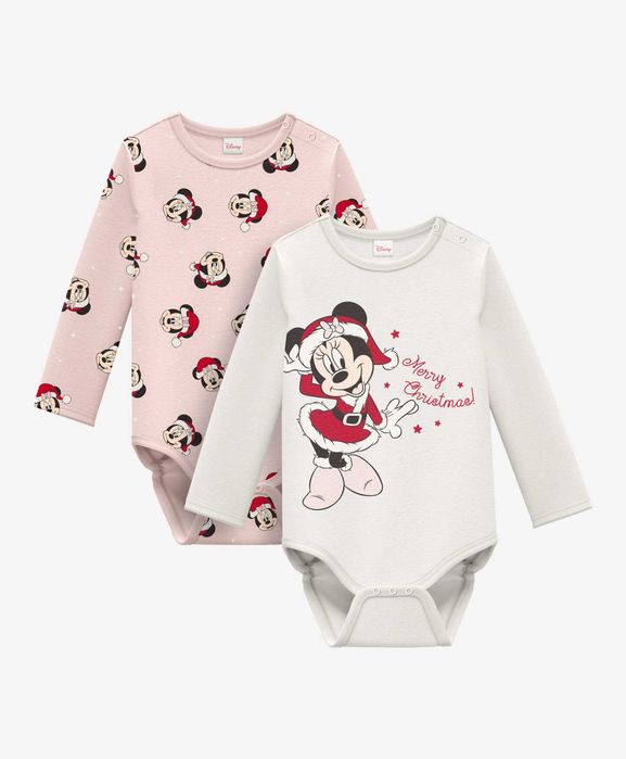 Set 2 body-uri fete/fetite/bebe 74 cm , 6-9 luni, Disney, Crăciun