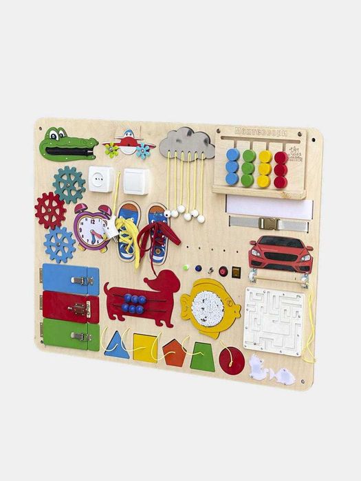 Bolalar uchun Rivojlantiruvchi Montessori Bizibord 90x70 sm