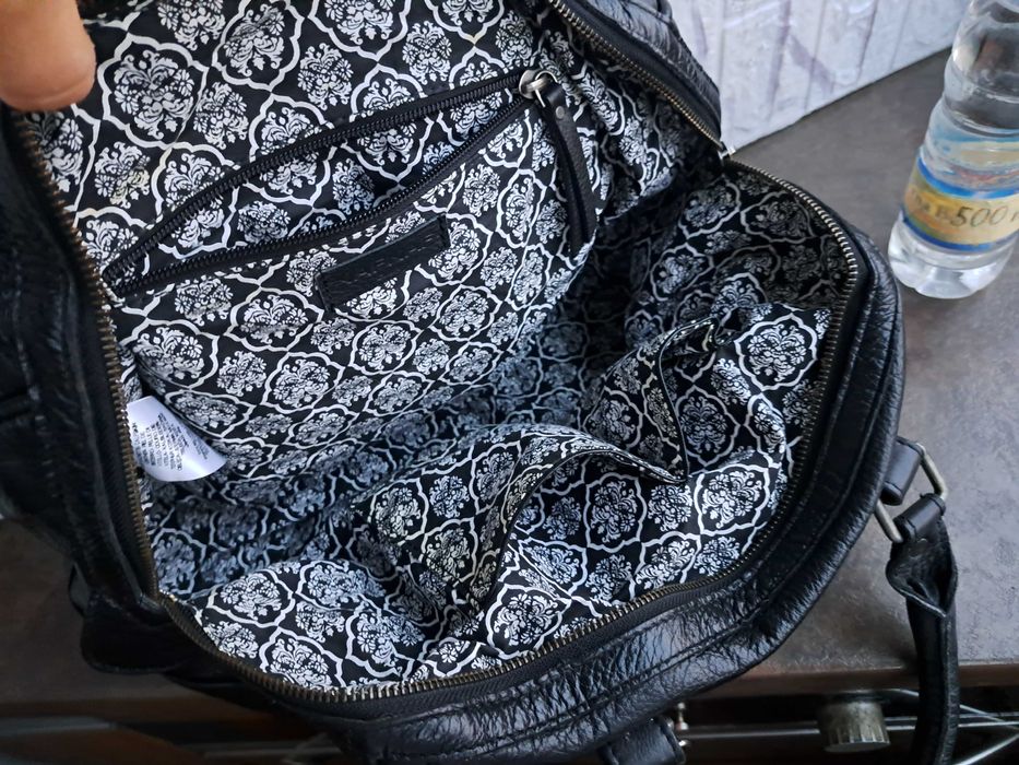 дамска чанта,черна кожена торба-естествена кожа NAF-NAF