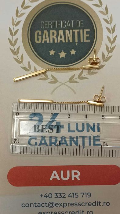 Cercei aur 18K 2.65gr (Ag24 Harlau b.45099.1) - Garantie 2 ani!