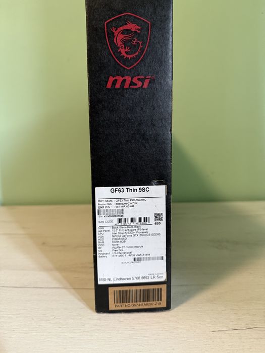 Laptop gaming MSI GF63 Thin 9SC