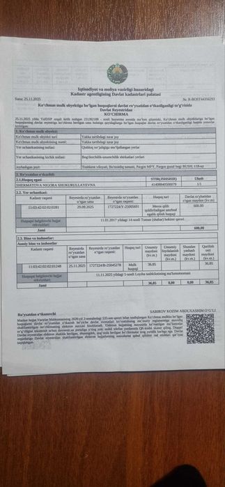 Ер участка сотилади, Бустонлик туманида.