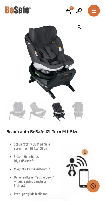 Scaun auto BeSafe iZi Turn M-iSize Anthracite Mesh