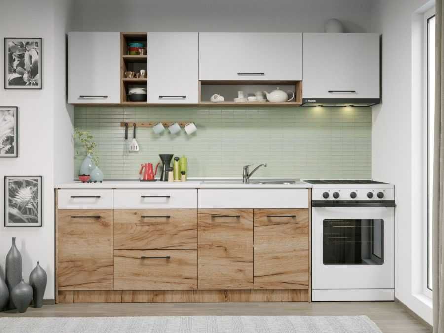 Set Mobila Bucatarie Gastro 240 Alb/Stejar – C04