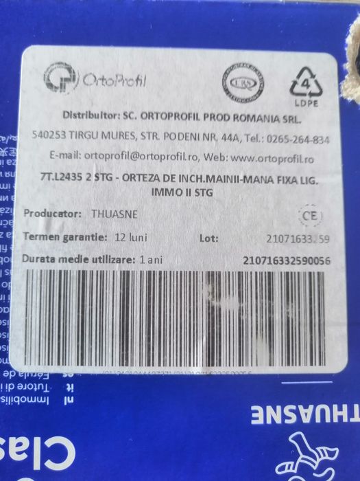 Orteză pentru incheietura mîinii