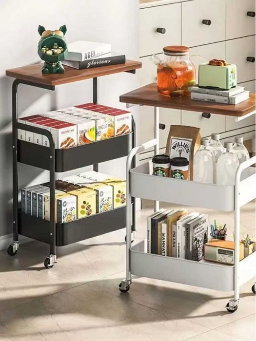 Металлический 2-уровневый роликовый органайзер с деревом, st3