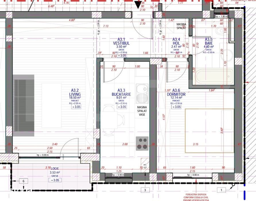 Apartament 2 camere, 50 mp, zona Mehala