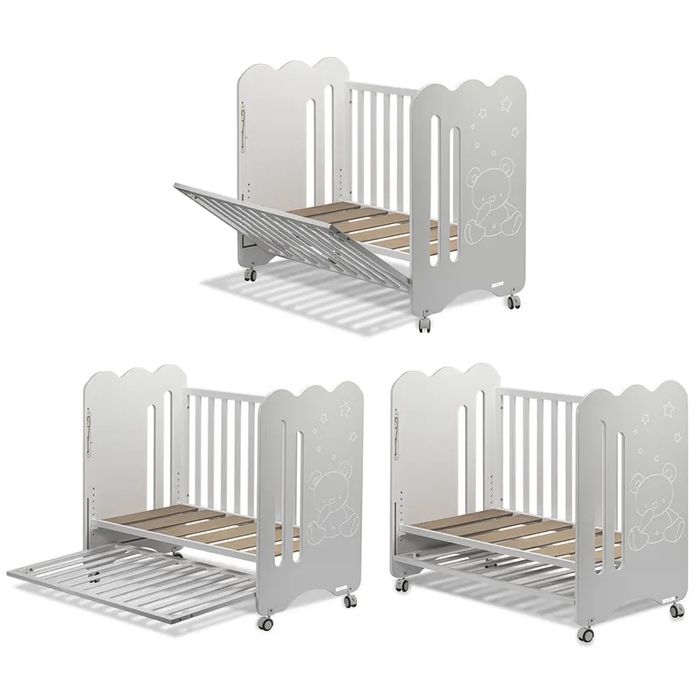 Interbaby Бебешко дървено легло Curve + матрак
