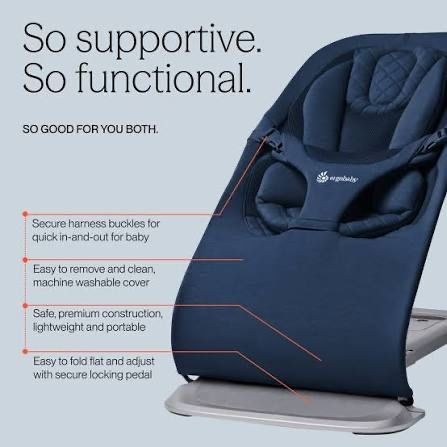 Шезлонг Ergobaby Evolve Bouncer в цвете Midnight Blue