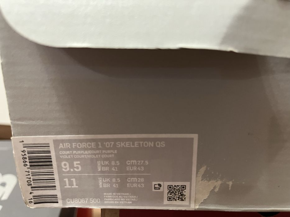 Nike air force 1 skeleton purple