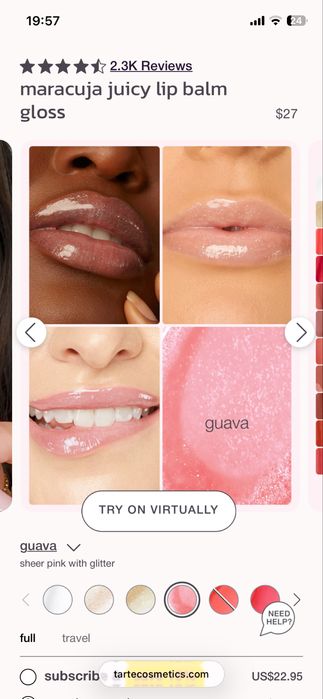 Balsam de buze Maracuja Juicy Lip Balm Gloss, nuanta Guava, brand Tarte, NOU in ambalajul original