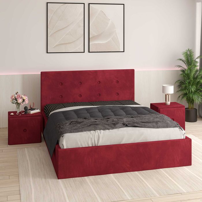 Pat tapitat Catalin cu noptiere , paturi ieftine , transport gratuit