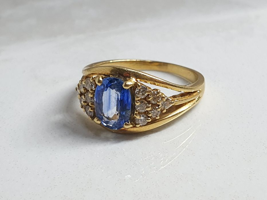Inel din aur de 18K cu diamante naturale și tanzanit – mărimea 56