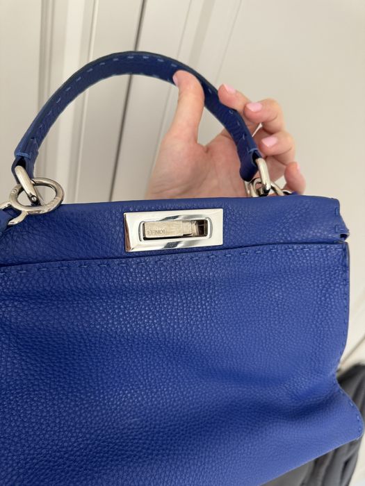 Fendi Blue Leather Medium Peekaboo