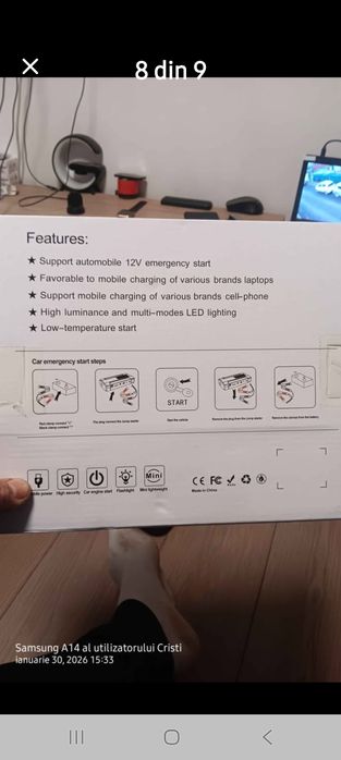 Starter auto 4in1 , starter , compresor, lanterna,  incare telefon