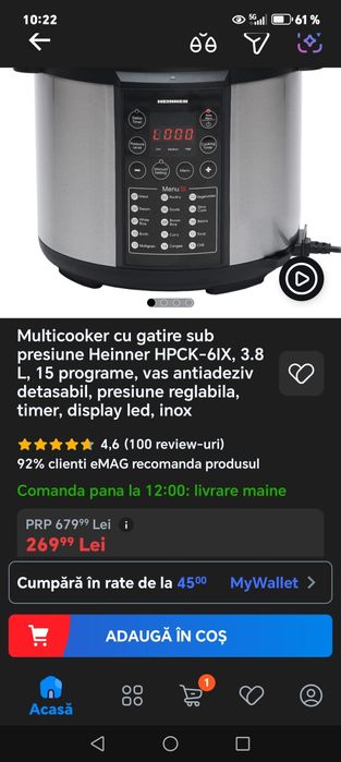 Multicooker heinner, oala sub presiune