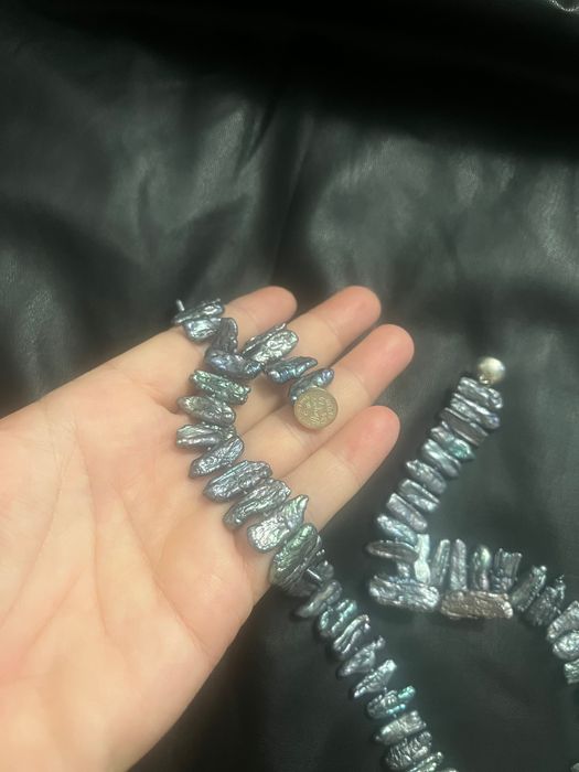 Set de lux : Colier Perle Biwa 56 cm și cercei clips- Închizătoare magnetică  Argint 925 Langer
