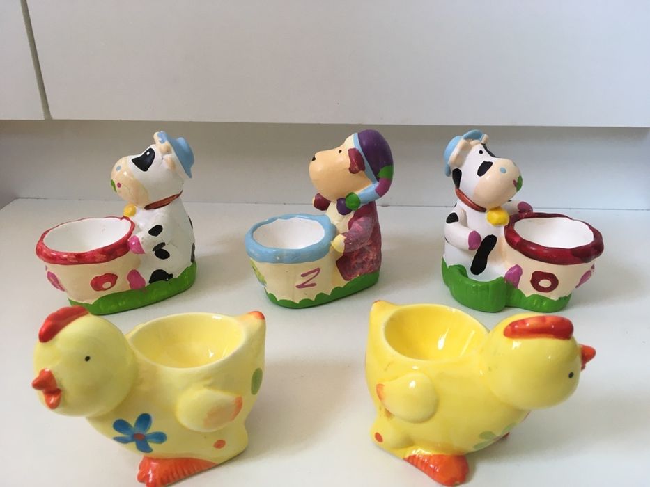 5бр винтидж поставки за яйца животни солница wc тоалетна чиния