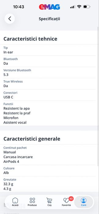 Casti Apple AirPods 4