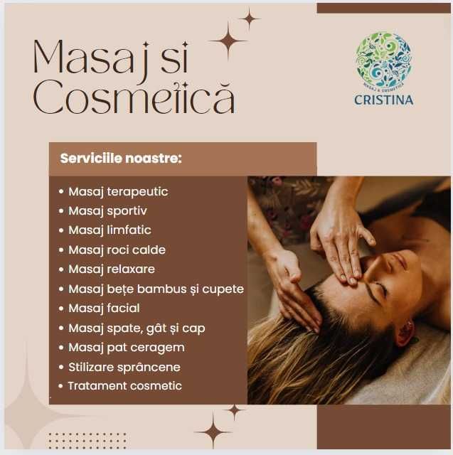 Masaje/cosmetică/manichiură/pedichiuraā/stilizarere sprancene si epilari cu ceara.