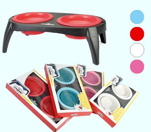 Двойна силиконава сгъваема хранилка- купа.