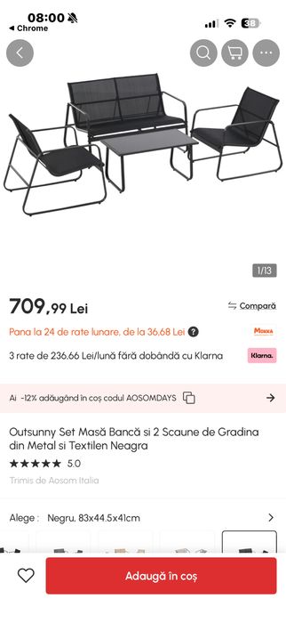 Set Masa Canapea doua scaune de gradine