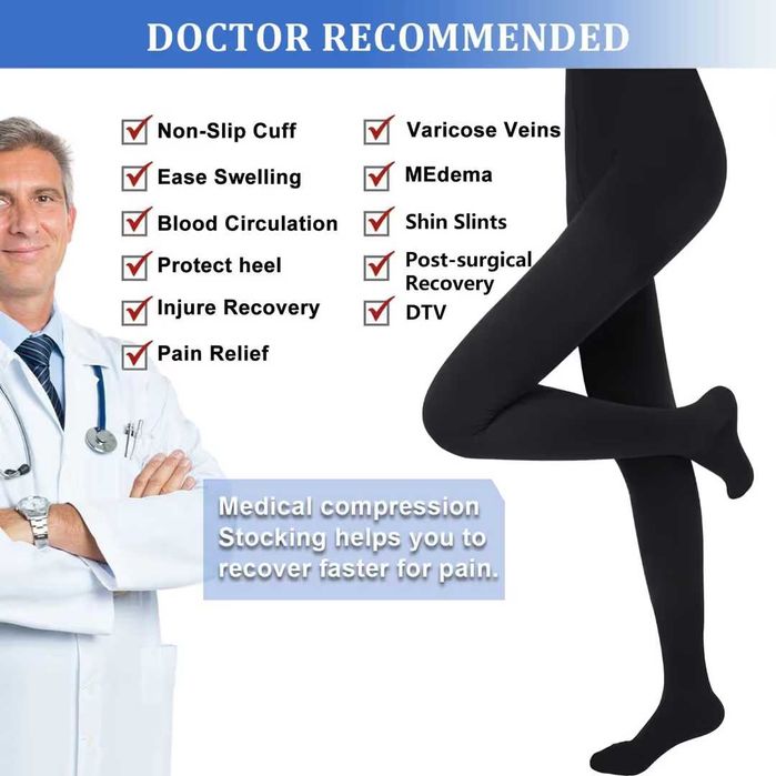 Ciorapi de Compresie Medicală 20-30mmHg – Negru