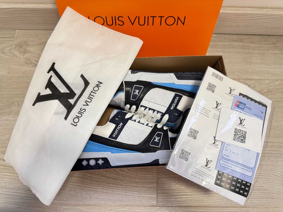 Adidasi Louis Vuitton Trainer Sneaker LV BlueWhite Produs Nou-Full Box