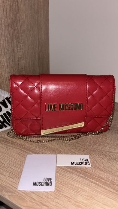 Geanta Love Moschino - Red & gold detail