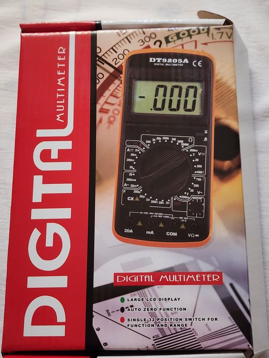 Multimetru digital DT 9205A prevazut cu carcasa antisoc  NOU