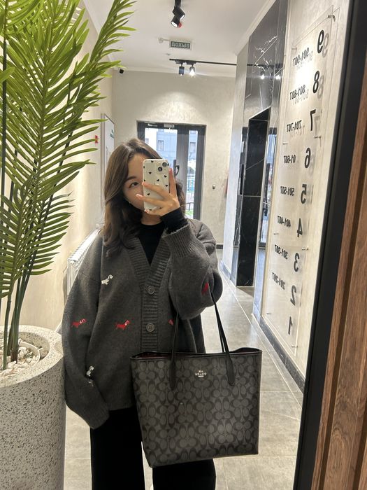 Сумка Coach, большая серая