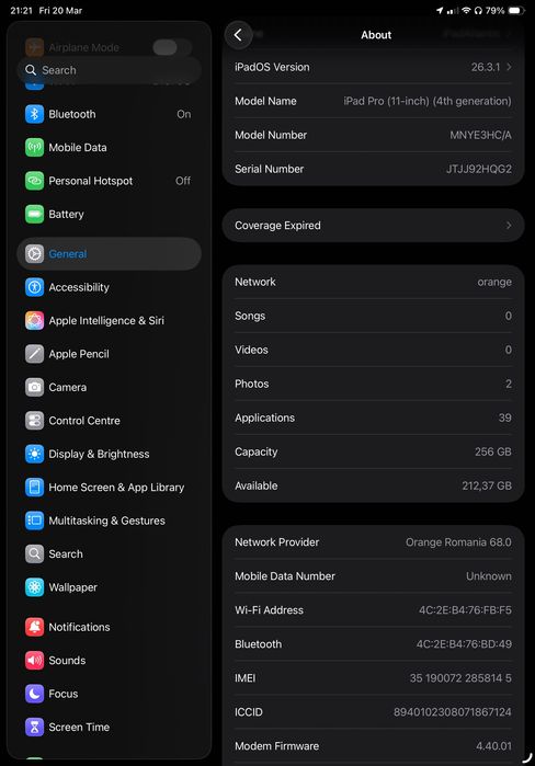 iPad 11 Pro M2 2022 cellular. Ca nou Garantie 2 ani