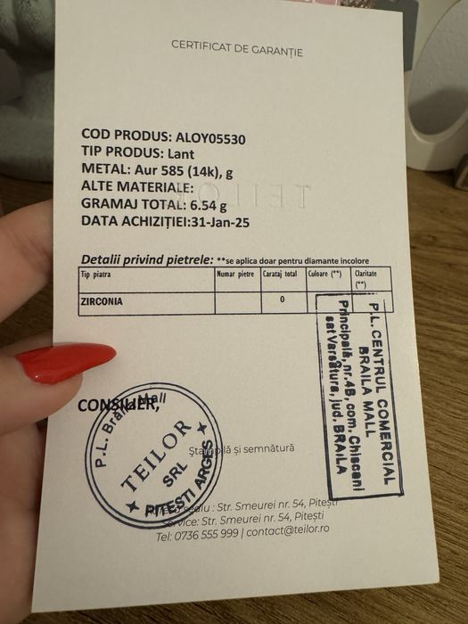 Vand colier tenis Teilor aur galben 14 k