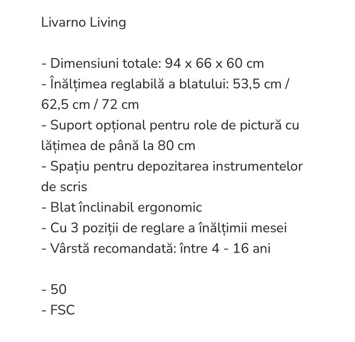 Birou copii + tablă magnetică + litere & cifre magnetice necesare