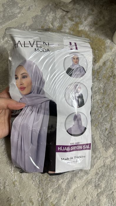Черный Шифоновый хиджаб-палантин HALVEN MODA — новый, Турция