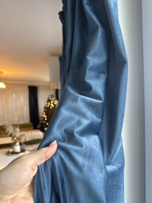 Луксозни велвет завеси - тъмно синьо (перде)